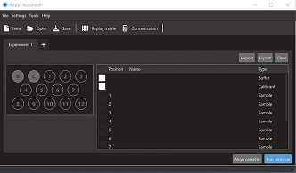 Existing software experiment setup screen