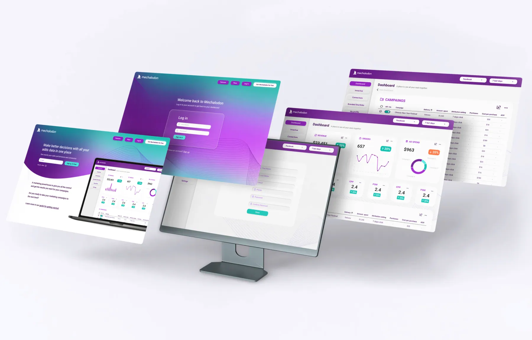 Mechalodon analytics product screens