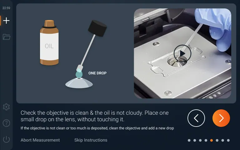 Oil instruction screen
