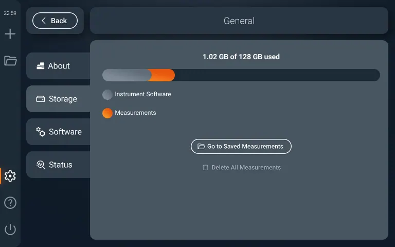 General storage settings interface