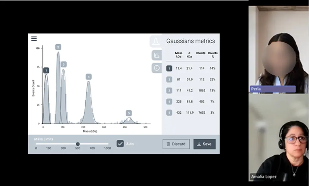 Remote usability testing session showing Gaussian metrics wireframe